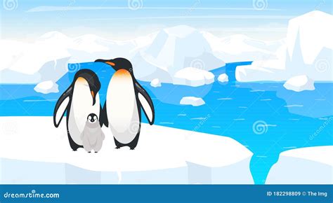 South Pole Wildlife Flat Vector Illustration Stock Vector ...