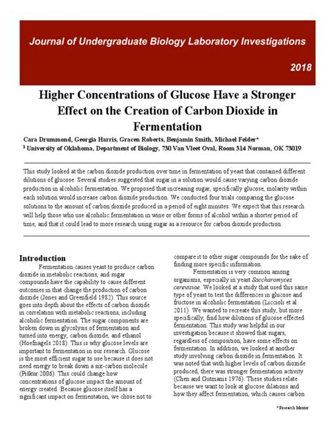 Biology Experiment Glucose and Carbon Dioxide Fermentation 8642-37602-1-PB | PDF | Fermentation ...