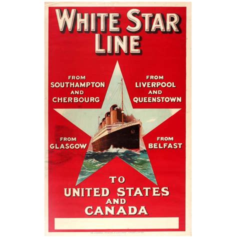 Original Vintage White Star Line Poster Advertising Cruises to USA and ...