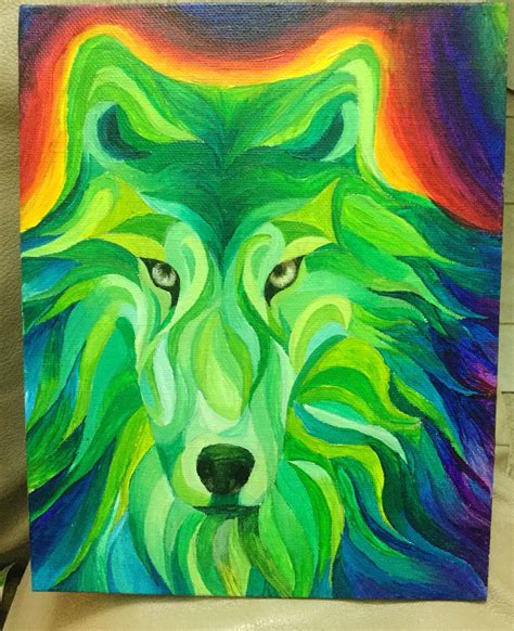 Colorful wolf acrylic painting | Painting, Acrylic painting, Art