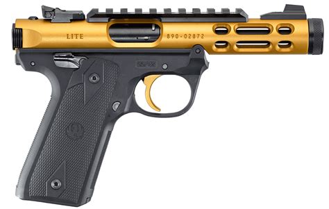 Ruger 43926 Mark IV 22/45 22 LR 10+1 4.40″ Black Steel/Threaded Barrel Gold Anodized Ventilated ...