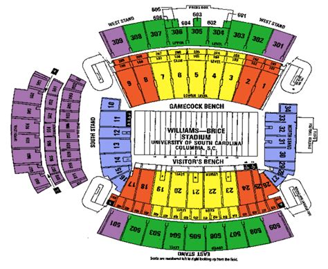 Williams Brice seating map - columbia sc • mappery