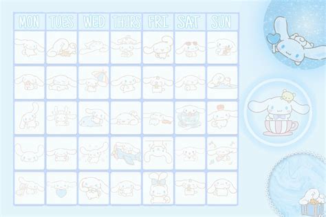 Cinnamoroll calendar | Horario de clases, Plantilla calendario ...