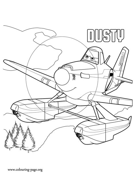 Planes 2 - Dusty, a racing plane coloring page | Free disney coloring ...