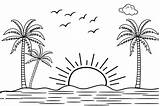 Sunrise On The Beach coloring Page  Download Print Or Color Online sketch template