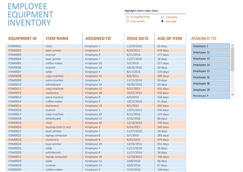 Equipment Inventory List Excel - Business Insights Group AG | Excel ...