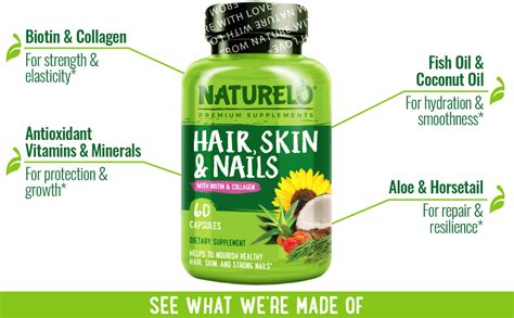 Amazon.com: NATURELO Hair, Skin and Nails Vitamins - 5000 mcg Biotin ...