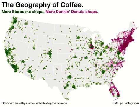 Starbucks or Dunkin’ Donuts? This Map Shows Where Americans Get Their Coffee Fix. | Starbucks ...