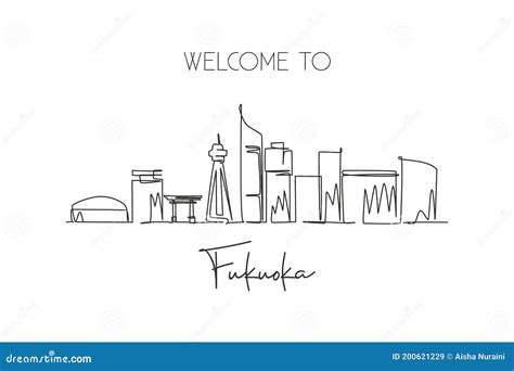 Fukuoka City Skyline Golden Silhouette. Vector Illustration ...