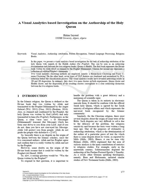 A Visual Analytics Based Investigation On The Authorship of The Holy Quran | PDF | Cluster ...