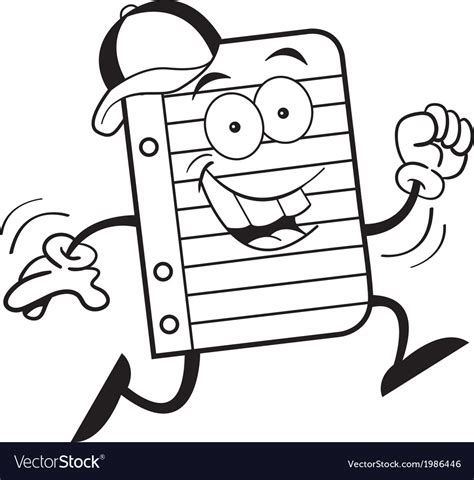 Cartoon notebook paper running Royalty Free Vector Image