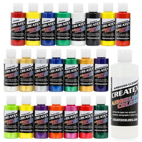 23 Createx Airbrush Paint Primary Pearl Opaque Fluorescent Cleaner ...