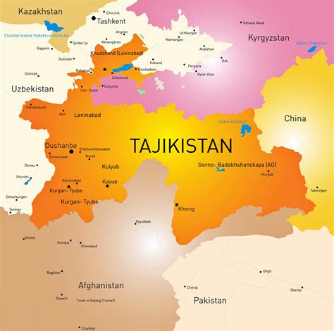 Cities map of Tajikistan - OrangeSmile.com