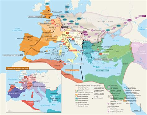 Carte : chute de l'Empire romain | lhistoire.fr | Cartographie | Pinterest | Empire romain ...