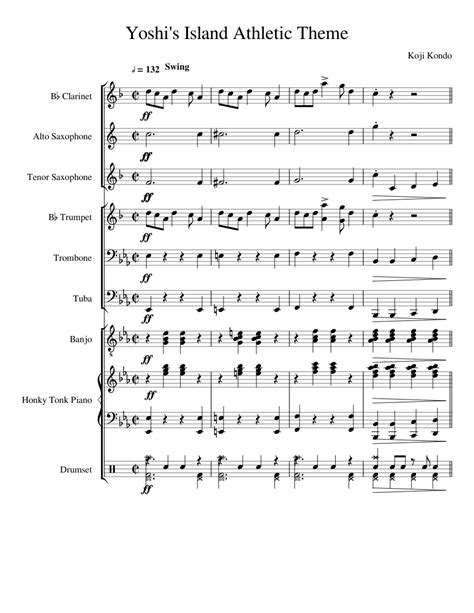 Yoshi's Island Athletic Theme Sheet music for Piano, Trombone, Tuba ...