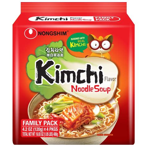 Nongshim Kimchi Spicy Red Chili Ramyun Ramen Noodle Soup Pack, 4.2oz X 4 Count - Walmart.com