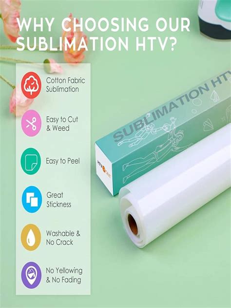 HTVRONT Clear HTV Vinyl for Sublimation - 12" X 5FT Upgraded Matte Sublimation Vinyl - Wash ...