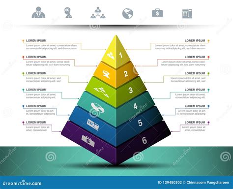 Pyramid graph with icon stock vector. Illustration of concept - 139480302