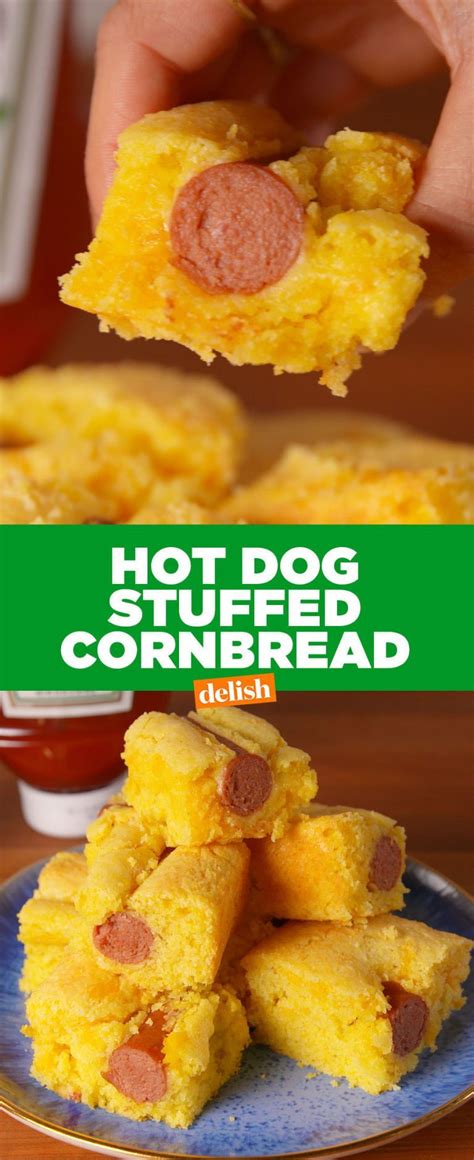 If You Do One Thing This Summer, Stuff Hot Dogs Into Cornbread | Hot dog recipes, Corn bread ...