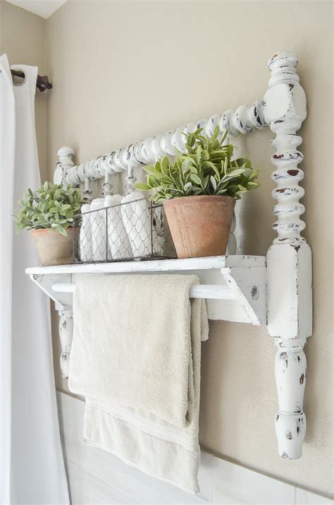 DIY Towel Bar from Vintage Bed Frame