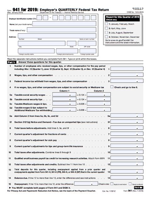 941 Worksheet 1 2020 Fillable Pdf