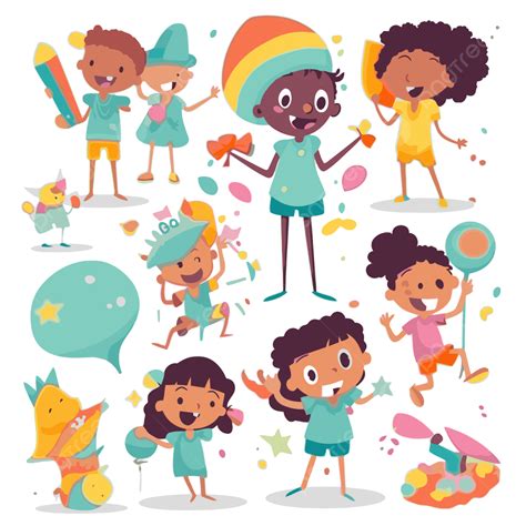 Fun Times Clipart Colorful Children Celebrating With Balloons And Other ...