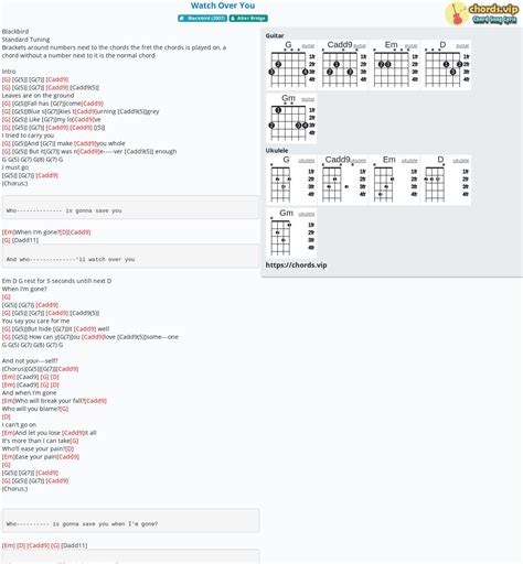 Chord: Watch Over You - tab, song lyric, sheet, guitar, ukulele ...