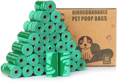 Cycluck 100% Compostable Biodegradable 450 Dog Poop Bags Extra Thick Leak Proof with European ...