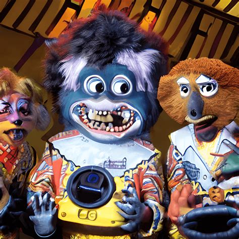 Showbiz Pizza Animatronics in a Dark Ocean · Creative Fabrica