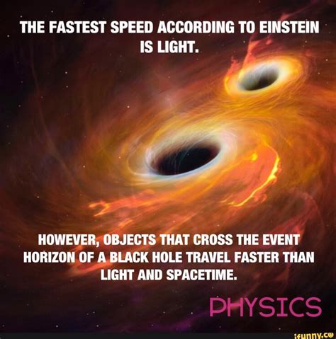 THE FASTEST SPEED ACCORDING TO EINSTEIN IS LIGHT. HORIZONDyIABK HOLE TRAVEL FASTER THAN LIGHT ...