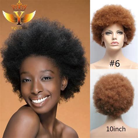 Afro Kinky Human Hair Wigs For Black Women Natural Curly Bob Wigs Human Hair Lace Front Wig With ...