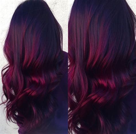 Red Velvet balayage-- dark roots with vibrant burgundy ends. Done by ...