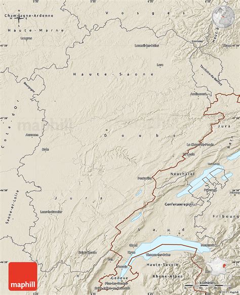 Shaded Relief Map of Franche-Comté