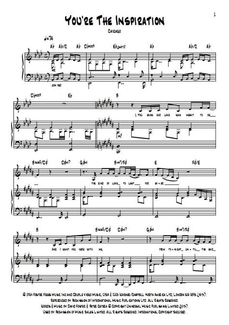 You're The Inspiration Piano Sheet Music - Peter Cetera / Chicago - Download & Print