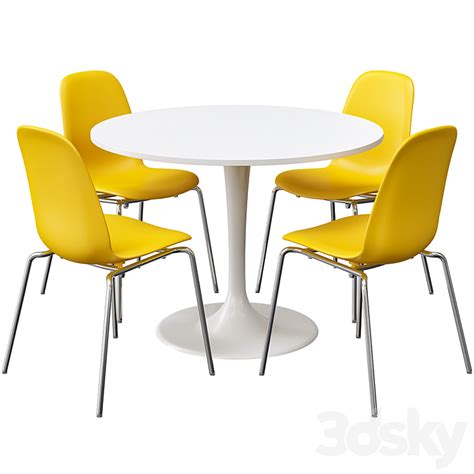 Docksta & Leifarne Ikea - Table + Chair - 3D model