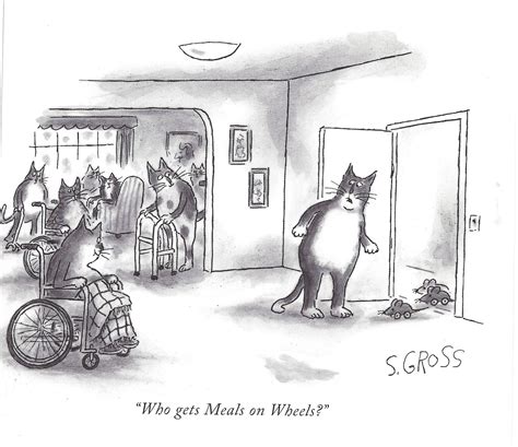 "Who Gets Meals on Wheels?" - Sam Gross, New Yorker 2004 | New yorker cartoons, Cartoon, Cartoon ...