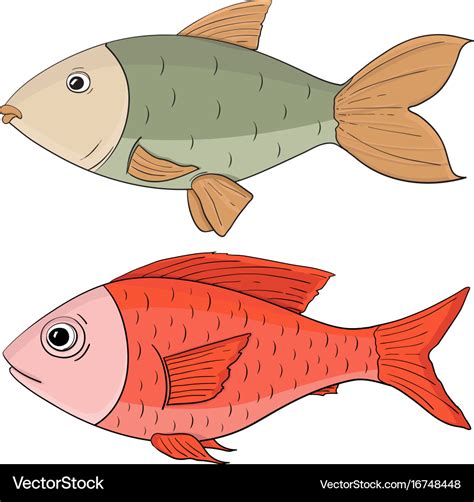 Fish colored hand drawing Royalty Free Vector Image