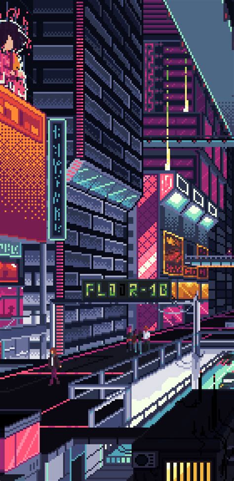 1440x2960 Resolution Cyberpunk City Pixel Art Samsung Galaxy Note 9,8, S9,S8,S8+ QHD Wallpaper ...