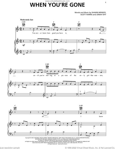 Shawn Mendes: When You're Gone sheet music for voice, piano or guitar