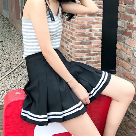 2018 Summer High Waist Pleated Skirt Anime Cosplay School Uniform ...