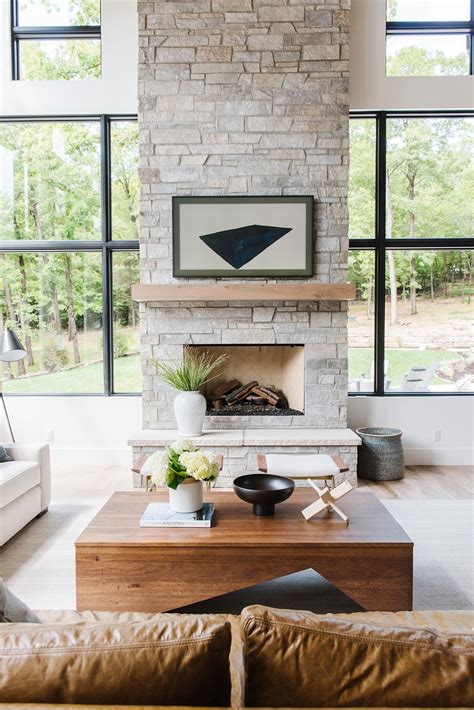 Light Stone Fireplace Inspiration - Taryn Whiteaker Designs