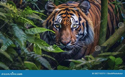 Bengal Tiger in the Jungle. Stock Illustration - Illustration of bengal ...