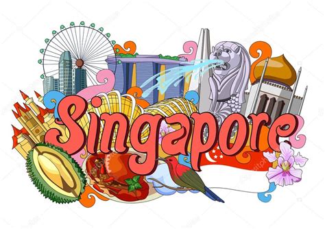 Doodle showing Architecture and Culture of Singapore Stock Vector by ...