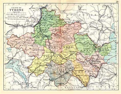 County Tyrone 1897 Antique Irish Map of Tyrone Canvas Print 2 Sizes ...