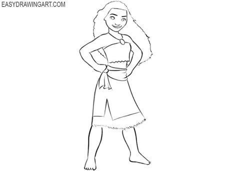 How to Draw Moana | Easy Drawing Art | Moana drawing, Disney character drawings, Drawings