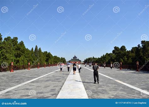 Tourists Visiting Temple of Heaven, Beijing. Pic Was Taken in Se ...