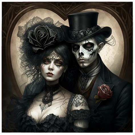 This merchandise is available at Redbubble. A digital painting of a loving Gothic couple ...