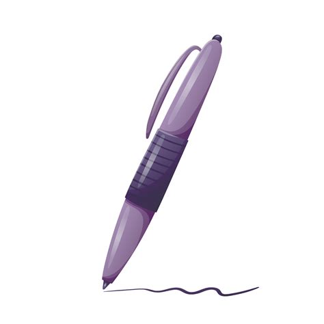 Vector cartoon illustration of an automatic or ballpoint ink pen for writing or drawing with a ...