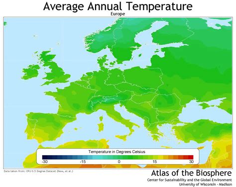 Average annual temperature