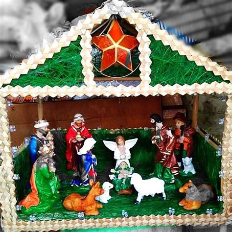 Christmas Nativity Set/ Belen Medium size made with Abaca House and ...